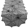 Halloween Black Spider Web Lace Table Runner Gothic Style Table Cloth Home Party Dining Table Decor Spooky Festival Decoration