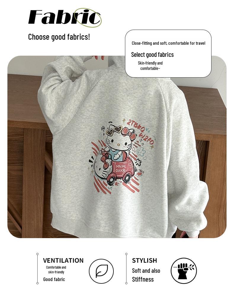 Autumn Girls' Cute Cat Hoodie Cardigan - Children's Zip-Up Jacket