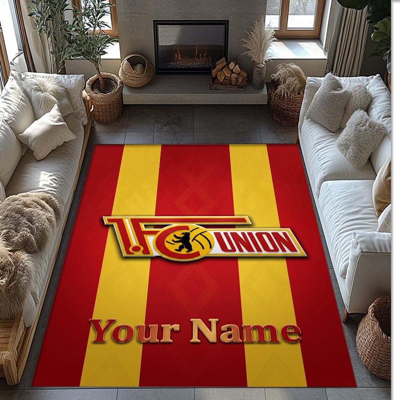 Union Berlin FC Printed Crystal Velvet Rug Non‑Slip Crystal Velvet Carpet For Sofa Bedroom Indoor Home Decoration