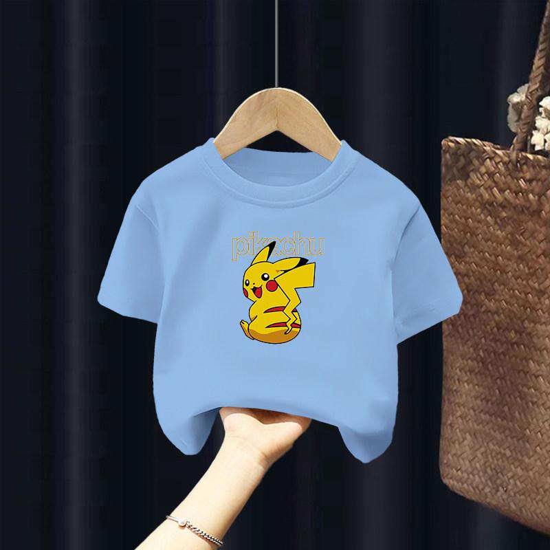 Childrens Pikachu Short Sleeved Tshirt 2026 New Fashionable Summer Cotton Half Sleeve Thin Edition