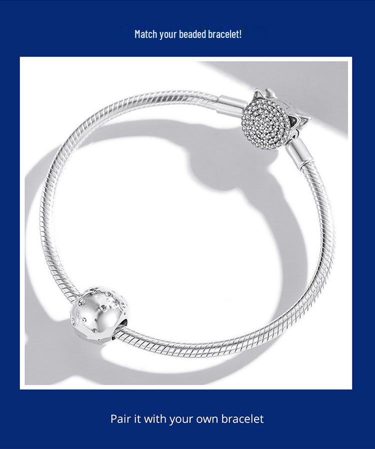 S925 Sterling Silver Moon and Star Beads Bracelet - DIY European Style