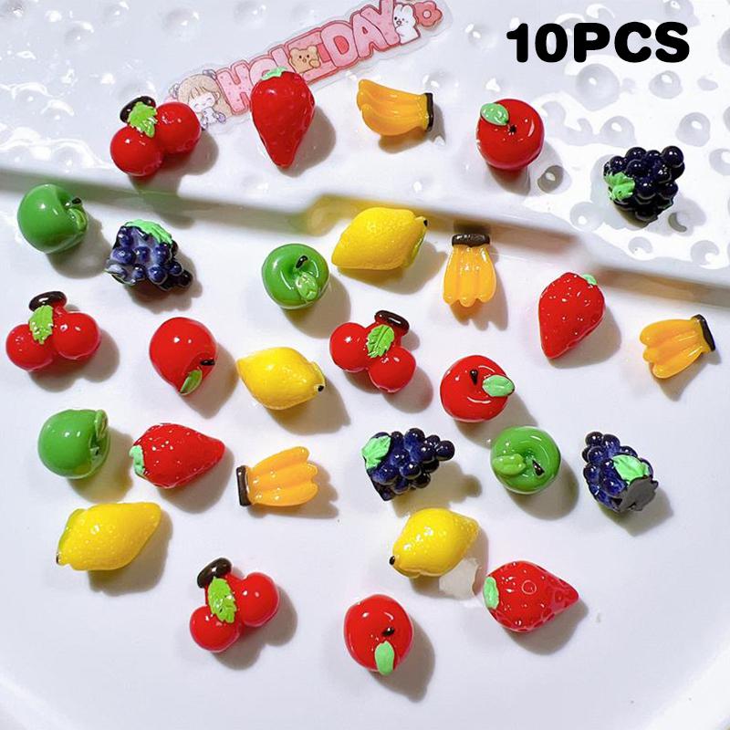 10Pcs/Bag Miniature Simulation Fruit Dollhouse Toy Mini Cute Fruit Model Jewelry Diy Accessories Micro Landscape Ornaments Gifts
