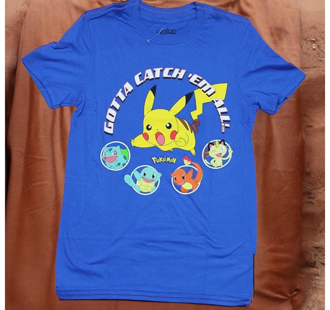 Pokemon Pikachu Charizard Gotta Catch  Em All Mens S Blue Graphic T Shirt New 4XL