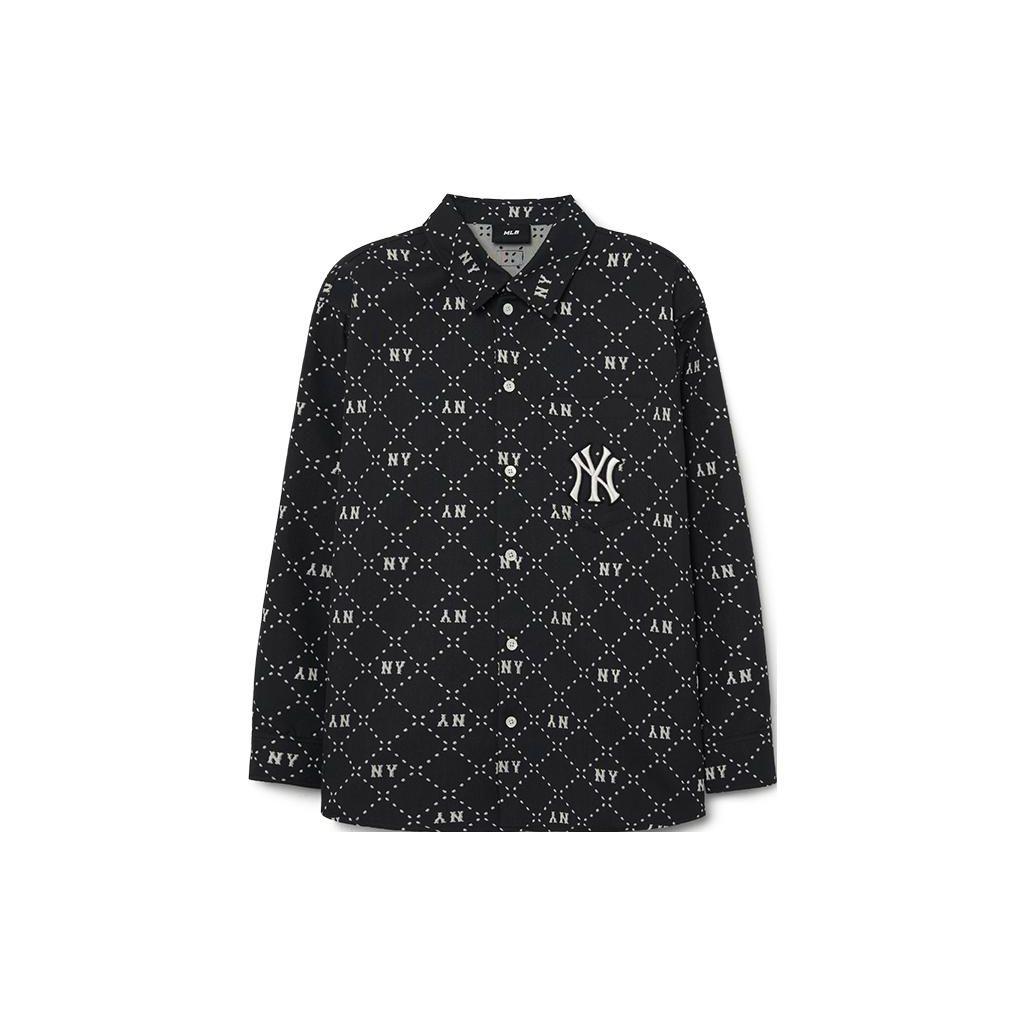 MLB New York Yankees Letter Logo Locker geschnitten Einreiher Langarmhemd Unisex Hemden 3AWSM0231-50BKS M