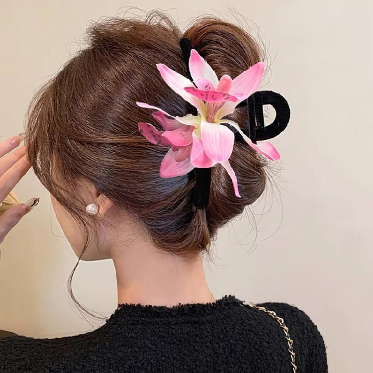Elegant Fabric Flower Hair Claw Clip Hair Banana Barrettes Women Hair Ornaments