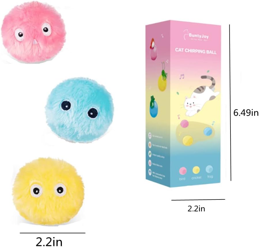 Cat Toy Ball,3Pcs Indoor Interactive Cat Kicker Toy Balls,Fun Kitten Catnip Toys for Cat Exercise,Singing Ball Kitten Toy