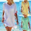 Women Tassel Dress Summer V Neck Ladies Blouse Shirt Swimming Tops Striped Bikini Cover Up