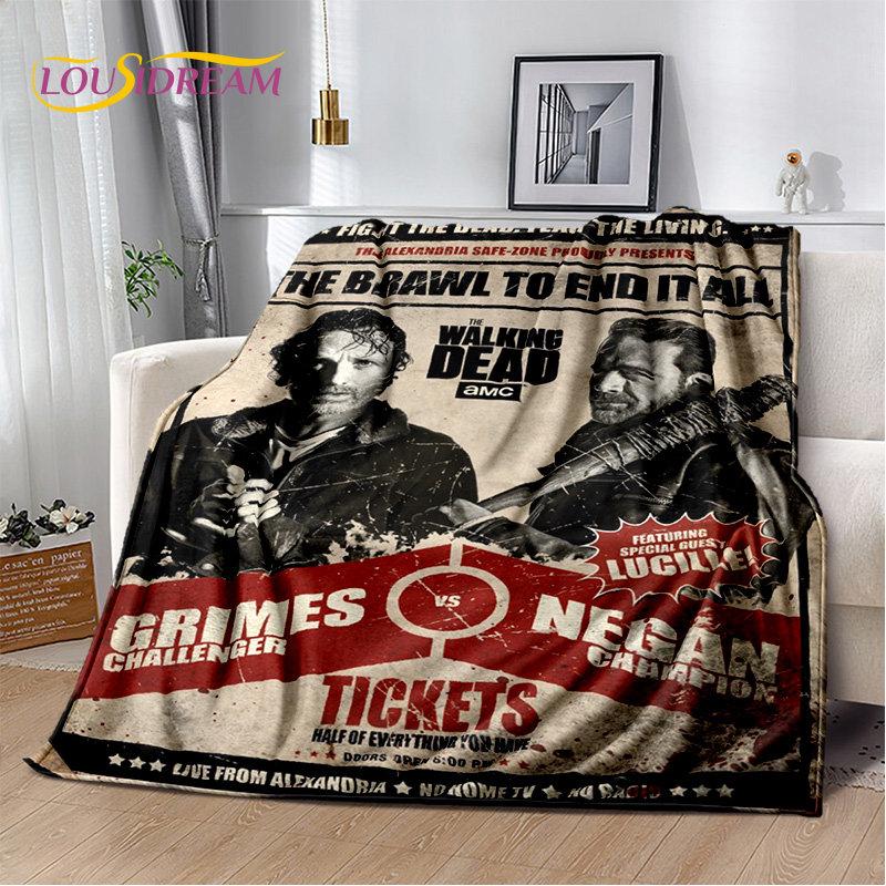 The Walking Dead Korku Yumuşak Peluş Battaniye, Flanel Battaniye Atmak Battaniye Oturma Odası Yatak Odası Yatak Kanepe Piknik Örtüsü Bettdecke