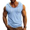 Herren-Tanktop mit Kapuze, einfarbig, ärmellos, Fitness-Unterhemd, Bodybuilding-Weste, Muskel-T-Shirt für Sport, Fitnessstudio, Alltag