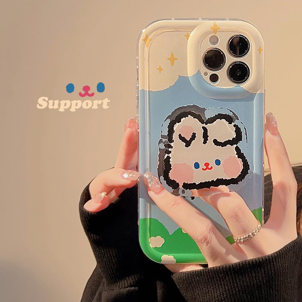 Soft and Cute Rabbit Iphone14 IPhone 16 New Model 11 Bracket 13pro Max Soft Shell 15pro Suitable for 13