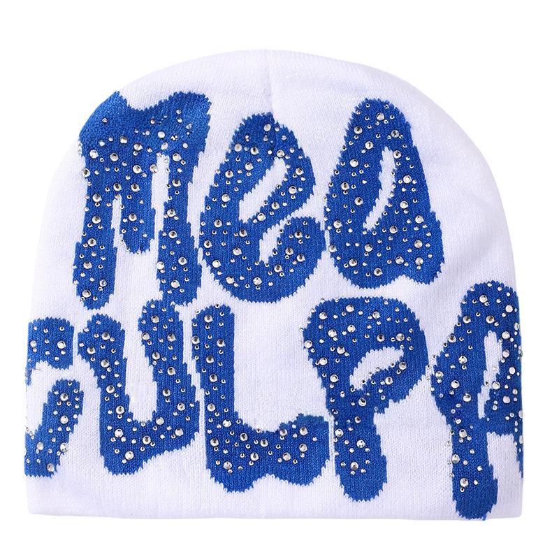 Women's Winter Rhinestone Knit Jacquard Hat - Stylish Warm Outdoor Head Wrap
