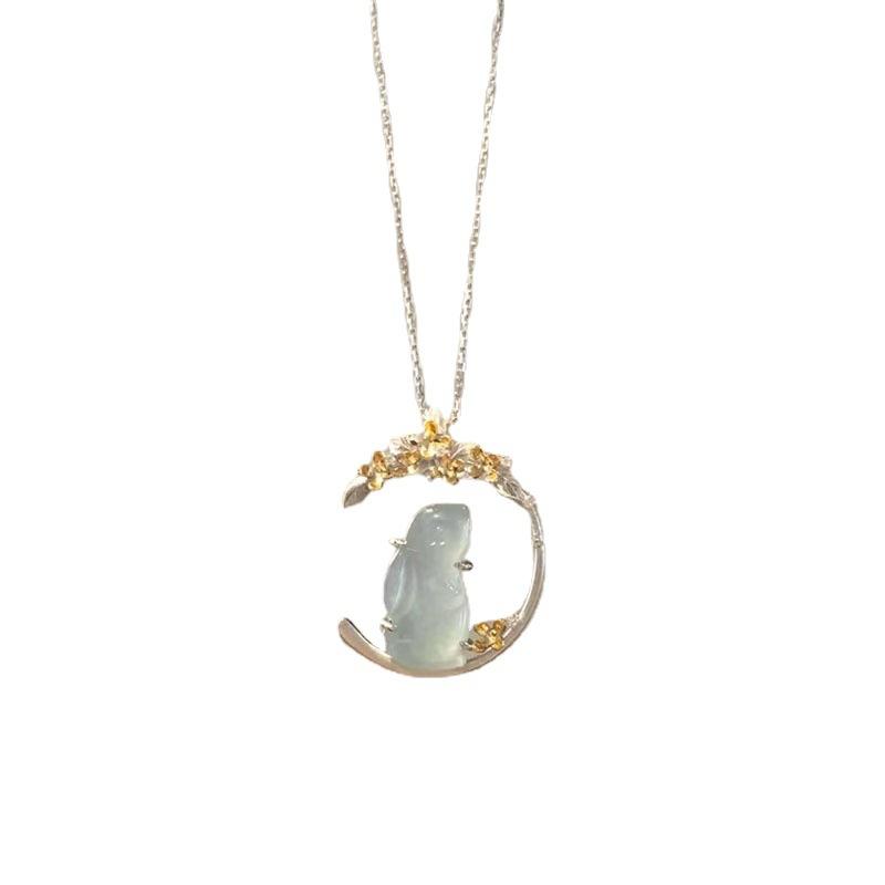 Laurel fairy rabbit zircon necklace female niche design advanced sense cute sweet versatile smart jade rabbit collarbone chain