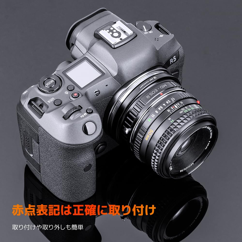 CONCEPT Mount Adapter for Minolta MD Mount Lenses To Canon EOS R RF Mount Converts Minolta MD MC Lenses To Infinity Direct from the K&F Cameras.