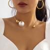 Luxury Female White Big Imitation Pearl Necklaces For Women Fashion Metal Hollow Ball Beads Necklace Party Wedding Jewelry Gift