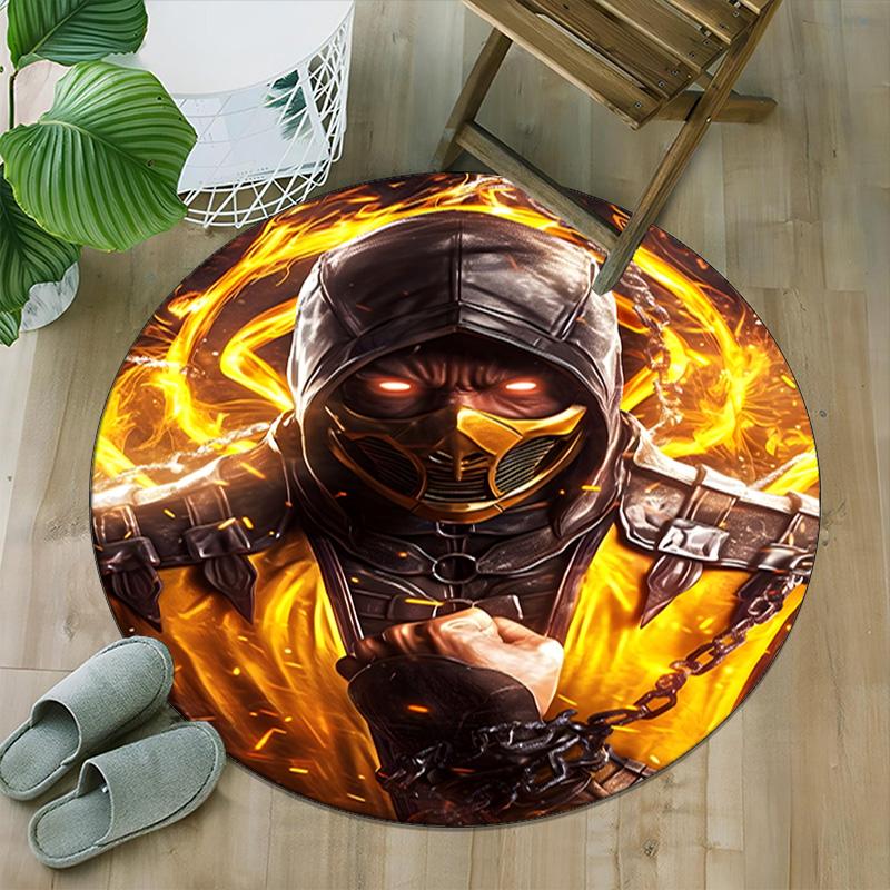 1pc Mortal Kombat4 Print Round Carpet Chair Round Carpet Suitable for Bedroom Living Room Home Decorative Carpet
