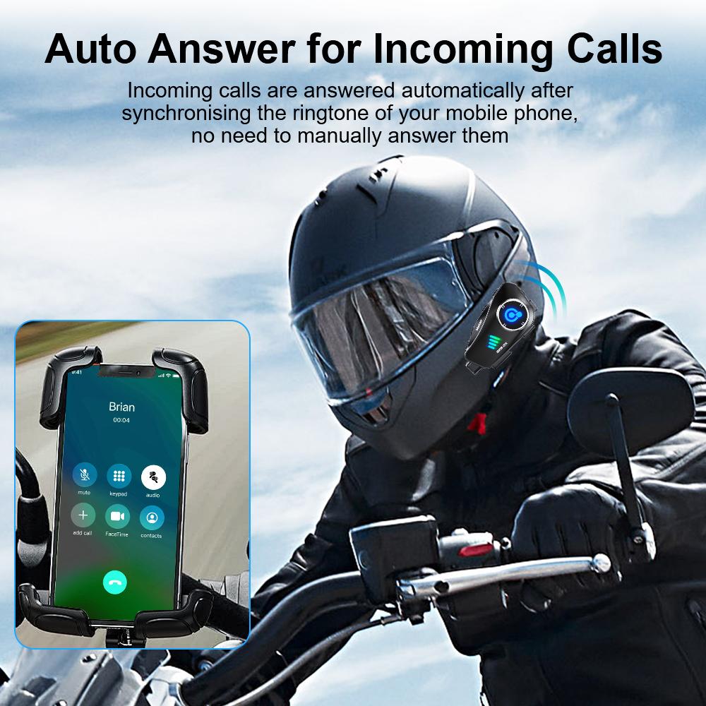 Music Player Speaker Call Phone Kit Intelligent Noise Reduction Motorcycle Helmet Intercom Helmet Headset Wireless Earphones
