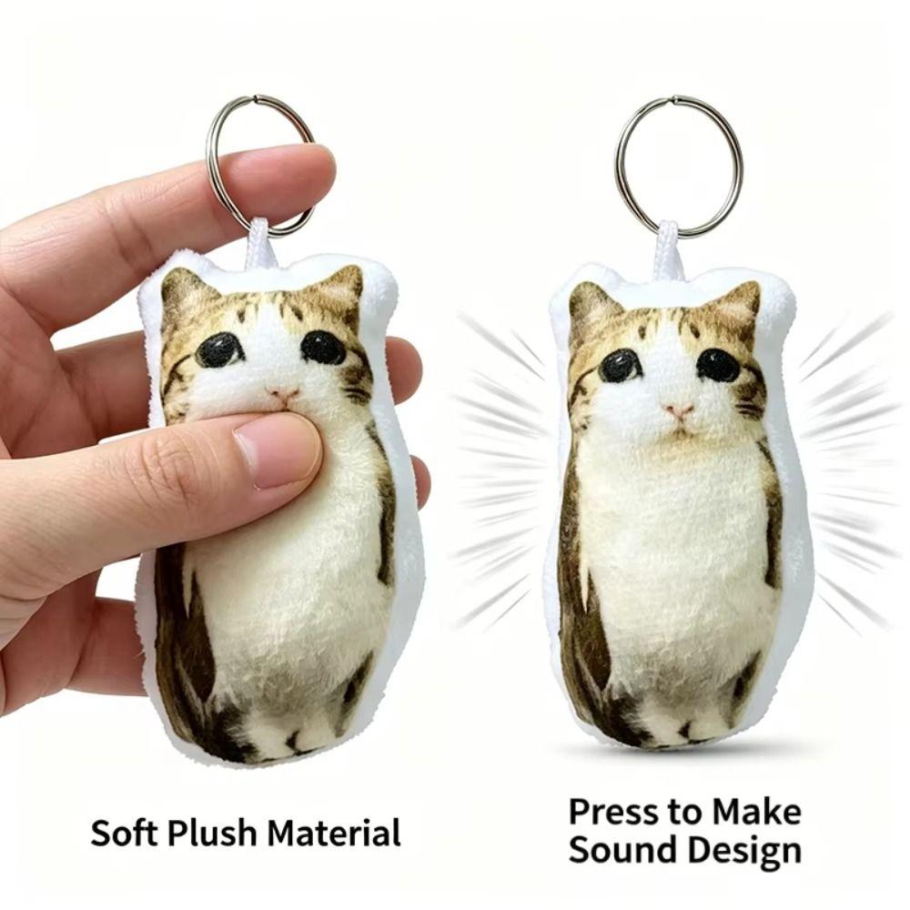 Stuffed Animal Meowl Keyring With Sound Cat Plush Pendant Creative Cat Voice Keychain  Friend Gift