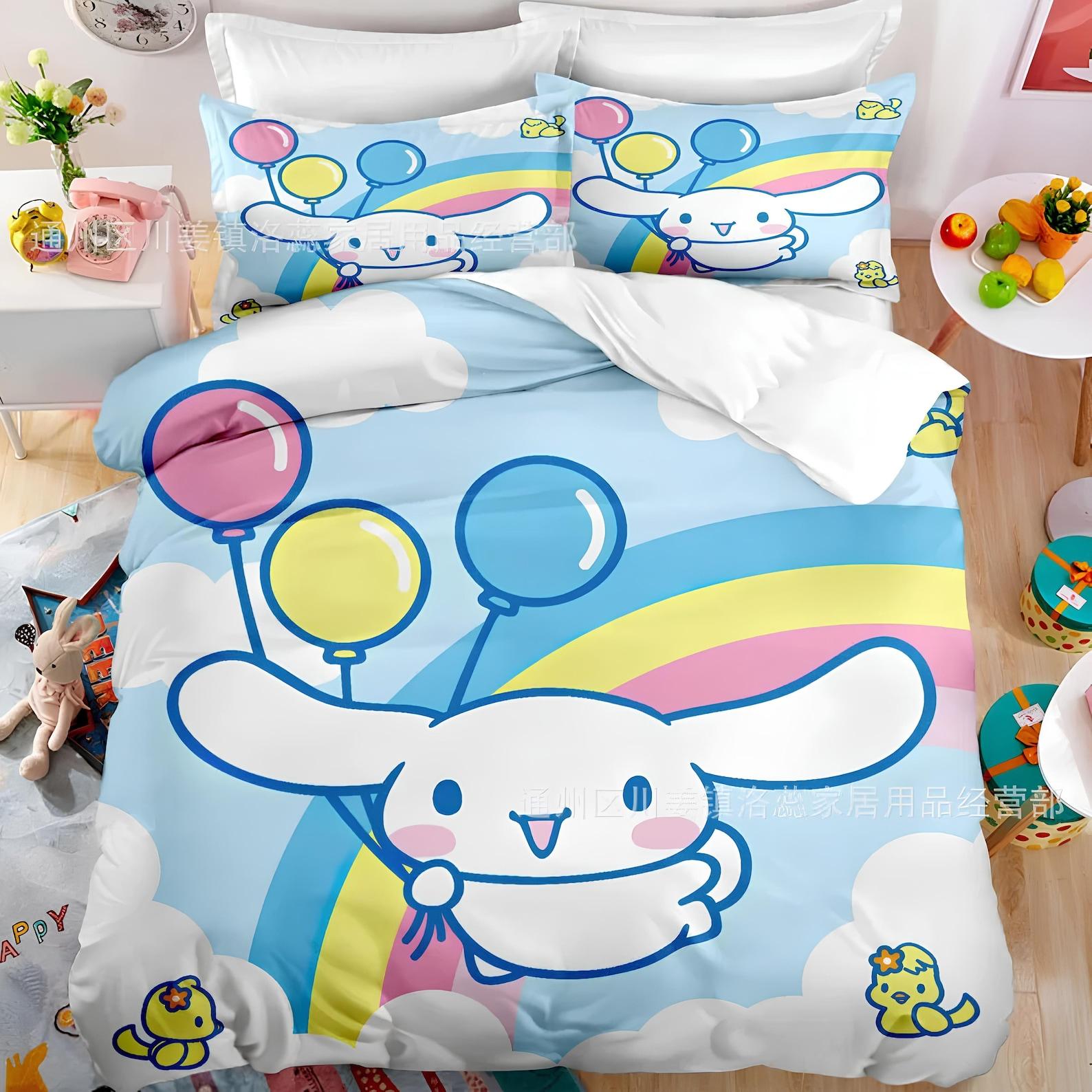 Sanrio Cinnamoroll Duvet Cover Set, Custom Printed Bedding 135x200cm