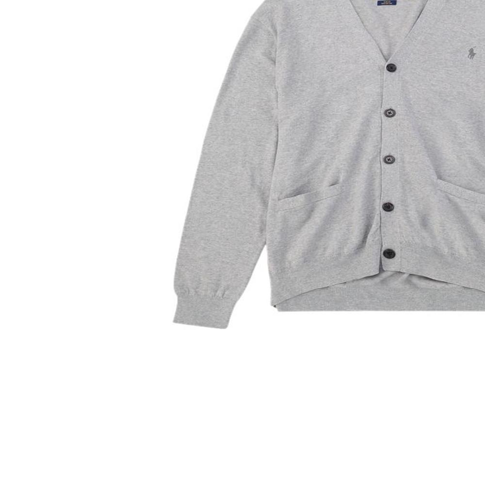 Polo Ralph Lauren Solid Color V-Neck Long Sleeve Sweater Men Sweater Gray MNPOSWE16810319-D86