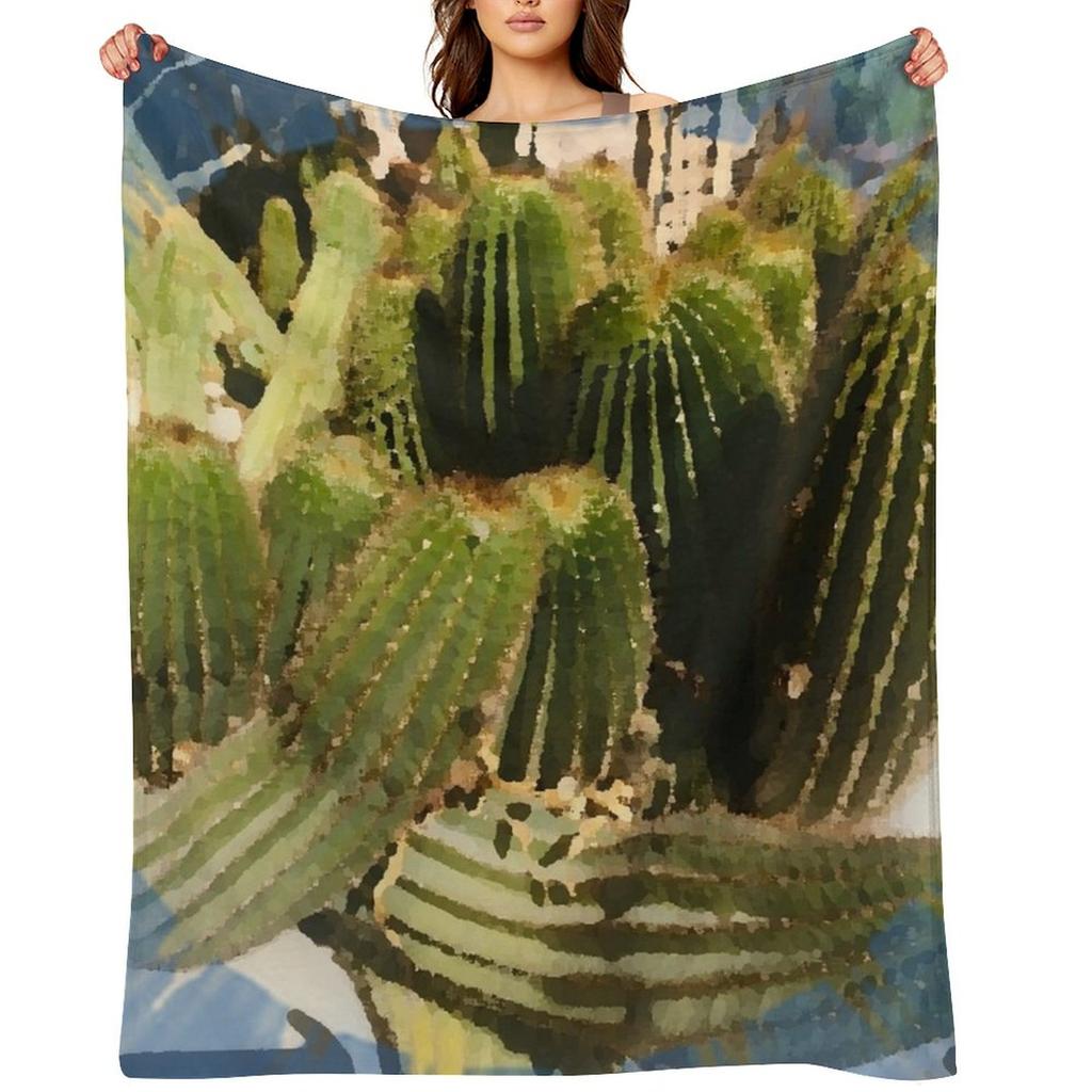 Stachelige Grüne Kakteen Landschaft von Iritof Überwurfdecke Decken für Bett Luxusmarke Anime Niedlich Karierte Decken