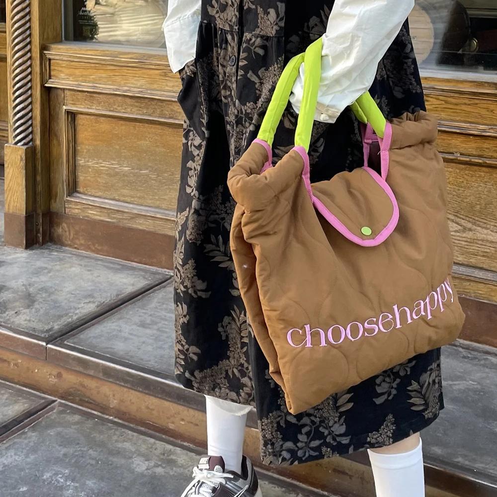 

Large Capacity Pad Tote Women Shoulder Bag Soft Space Cotton Bags for Women Nylon Quilting Handbags Puffy Down Crossbody Bag