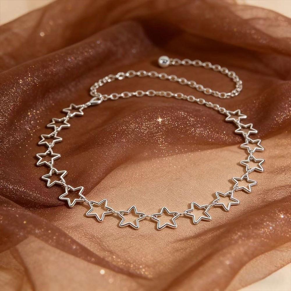 Adjustable Metal Waist Belts Gold/Silver Waist Chain Trendy Hollow Out Belt  Clothing Accessories