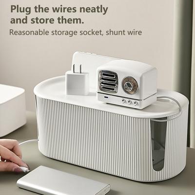 Aufbewahrungskoffer für Datenkabel, vernünftig umgeleitete Drähte, staubdicht, Design mit Telefonhalter, Steckdosenstecker, Halterung für drahtlose WiFi-Router-Platine, Heimversorgung
