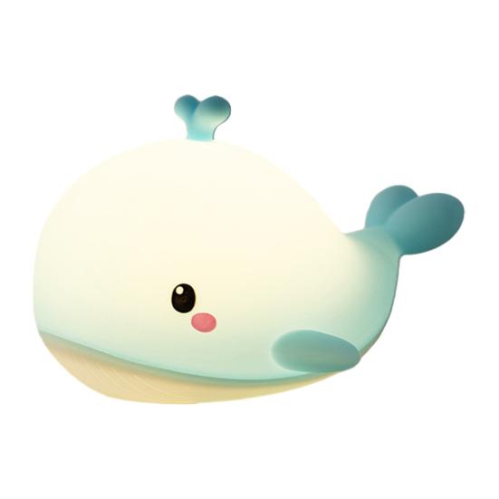 Silicone Night Light for Kids Cute Whale Touch Light, USB Rechargeable Bedside Lamp with Nursery 3 Brightness & Remote Control, 30 Min Timer