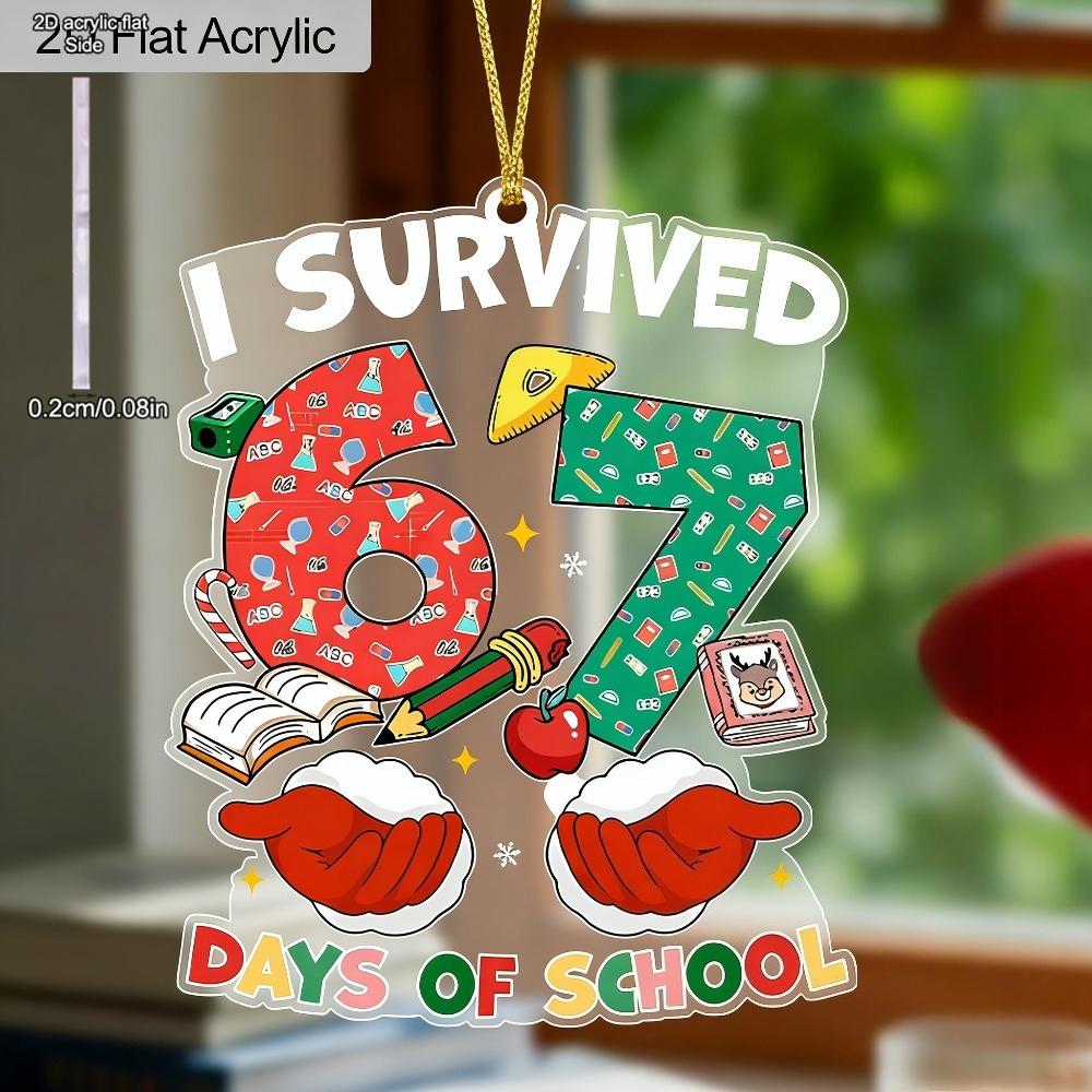 "I Survived 67 Days of School", No Electricity Needed, Back To School Theme, Hanging Style, Nurseries, Vintage Home Decor Wall for Bar Kitchen, Resta