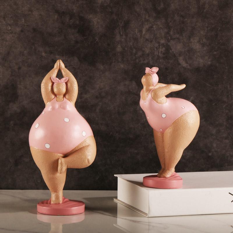 1pc Charming Fat Woman Art Ornament - Durable Resin Home Decor - Adorable Tabletop Accent for Living Room, Bar & Cafe - Eye-Catc