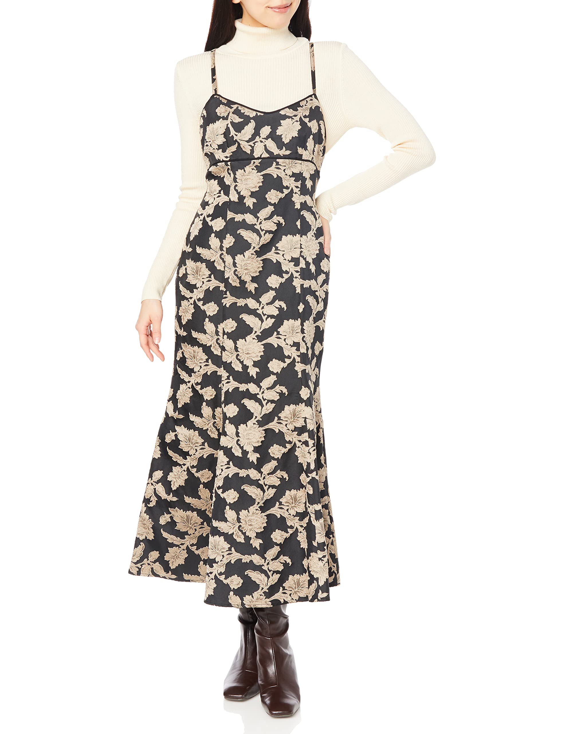 

Snidel Women s Jacquard Caminarrow Jumper Skirt SWFO225144, Black, Size 0