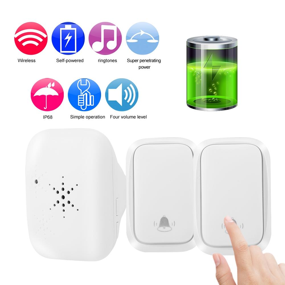 4 volumen Self powered Drahtlose Türklingel Sender Empfänger Kit IP68 Wasserdicht 1V2
