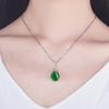 Silver Plated Red Corundum Pendant Necklace Women Green Agate Gemstone Short Choker Collarbone Jewelry