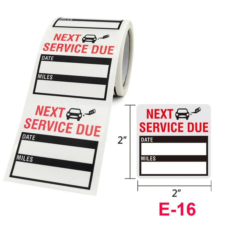 120pcs/roll Oil Change Maintenance Service Reminder Stickers Window Sticker PET Adhesive Labels Car Sticker "NEXT SERVICE DUE"