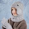 Warm Children's Hat Neck Scarf Gloves Set Fleece Lined Touchscreen Gloves  for Boys and Girls