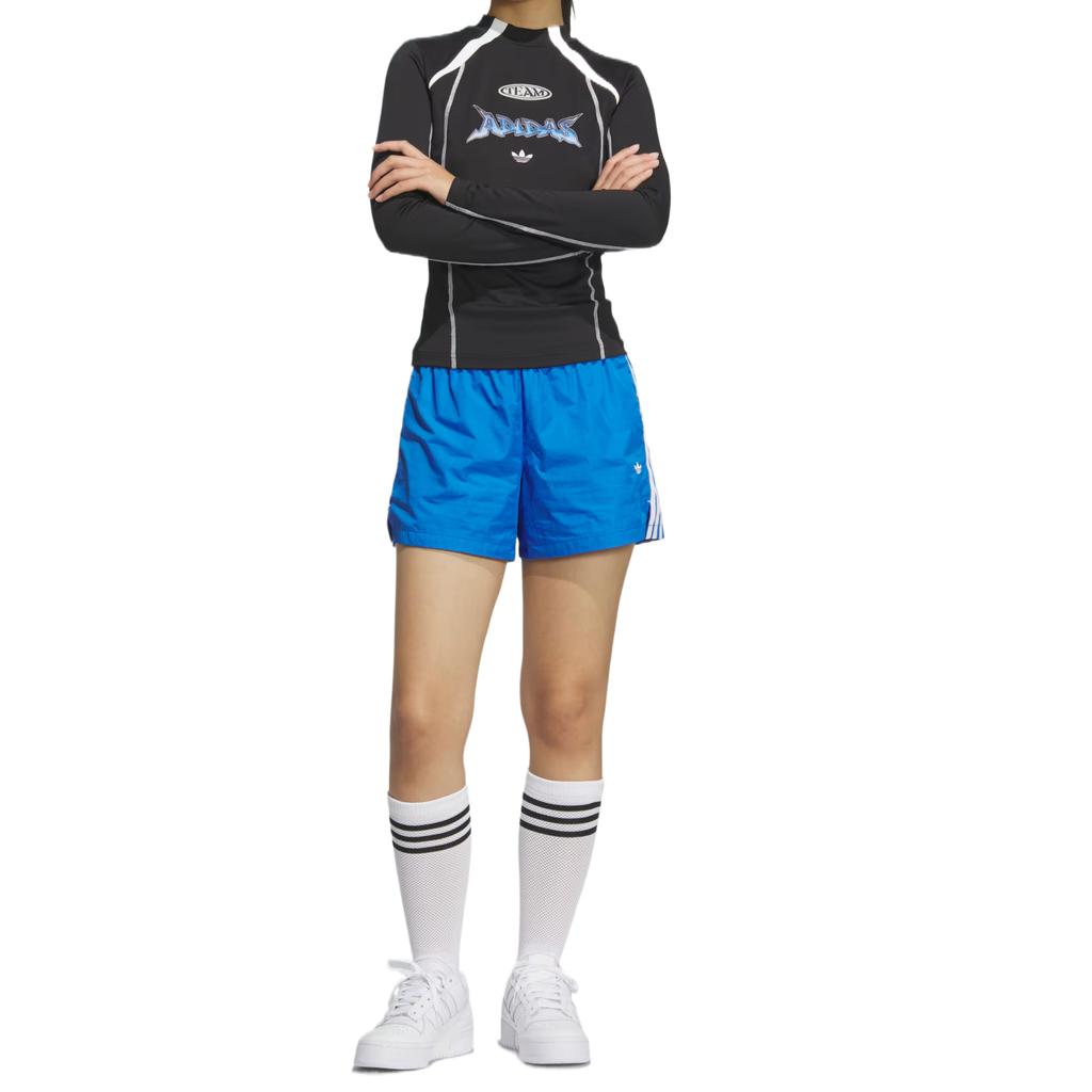 adidas Originals 3-Stripes Woven Shorts Comfortable Versatile Fashionable Soft Sports Shorts Women Shorts Bird-Feather-Blue KF0320
