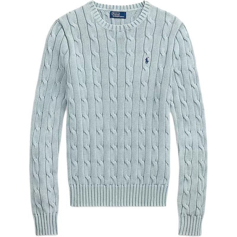 

Женский вязаный свитер с длинным рукавом и круглым вырезом Polo Ralph Lauren с вышивкой логотипа светло-голубой 211935303-009