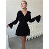V Neck Dress Women's Summer Flared Sleeve Dress European And American Style Short Chiffon Dress