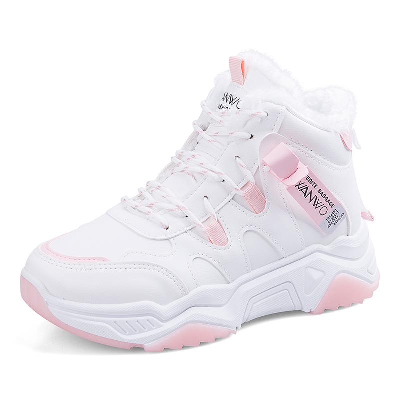 Fashion Winter Woman Boots 2024 New Fashion Lace Up Sports Shoes Korean Women High top Warm Cotton casual Shoes