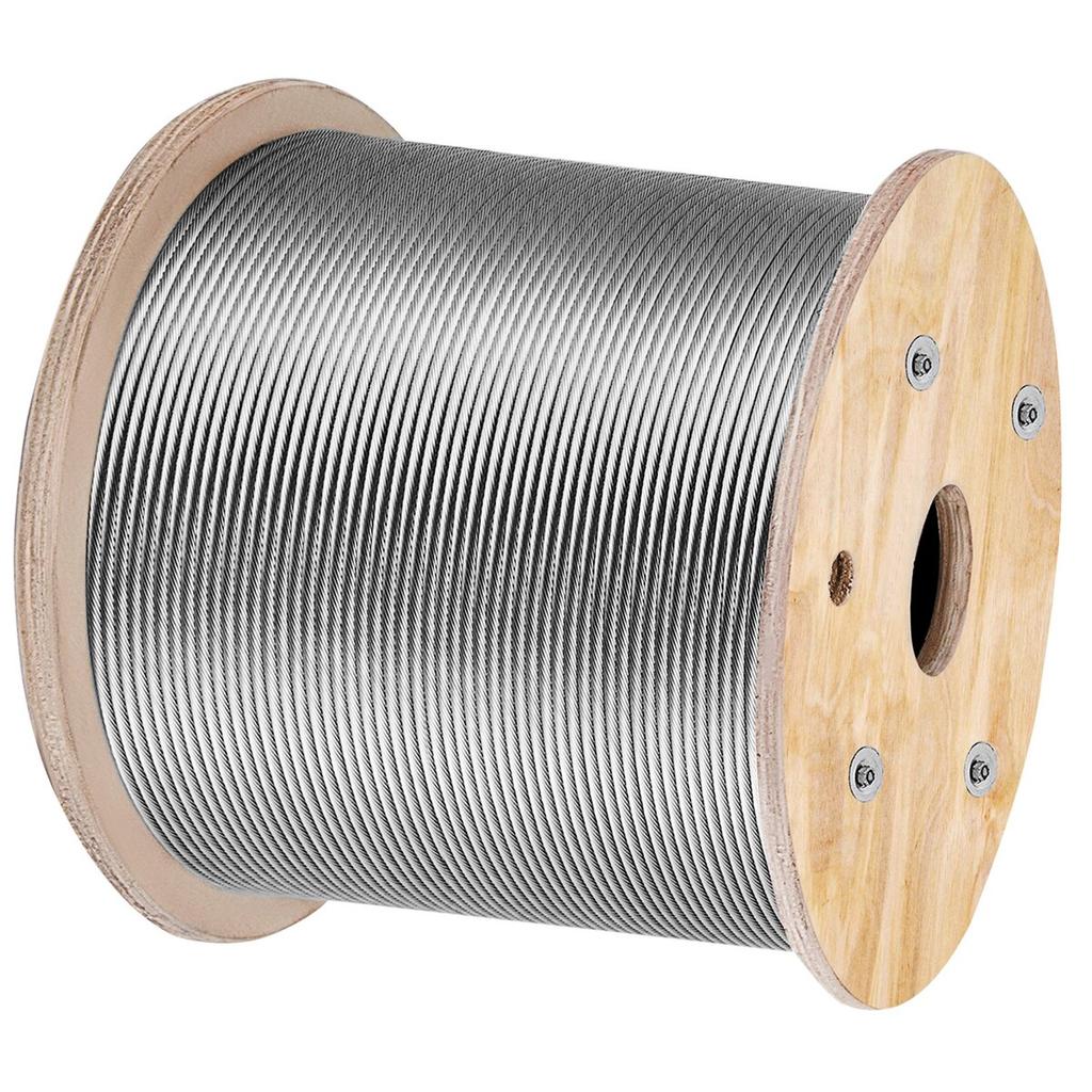 Stainless Steel Cable 3/16"x 1000ft, T316 Marine Grade Deck Cable Railing, 1x19 Strands Construction Braided Aircraft Cable for Deck Rail String