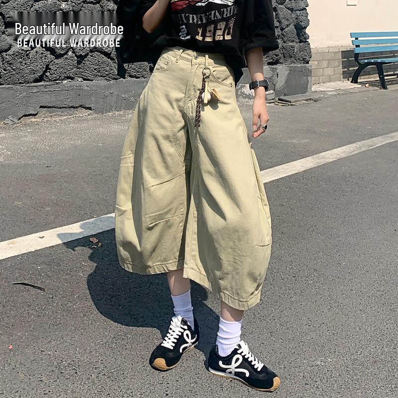 

BEAUTIFUL WARDROBE 2026 Women s High-Waist Wide-Leg Cropped Capris XS