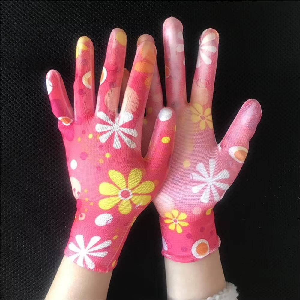12 par Tynne sommerhansker i nylon med blomstermønster uten lim Beskyttelse Teplukking Pustende hansker