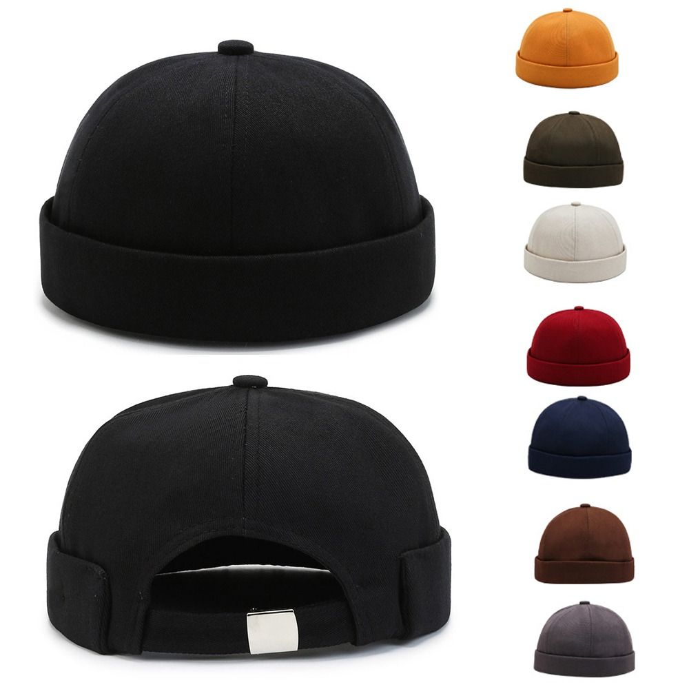 Street Wear Cotton Brimless Hat Solid Color Breathable Brimless Skullies Cap Vintage Beanie Cap Summer