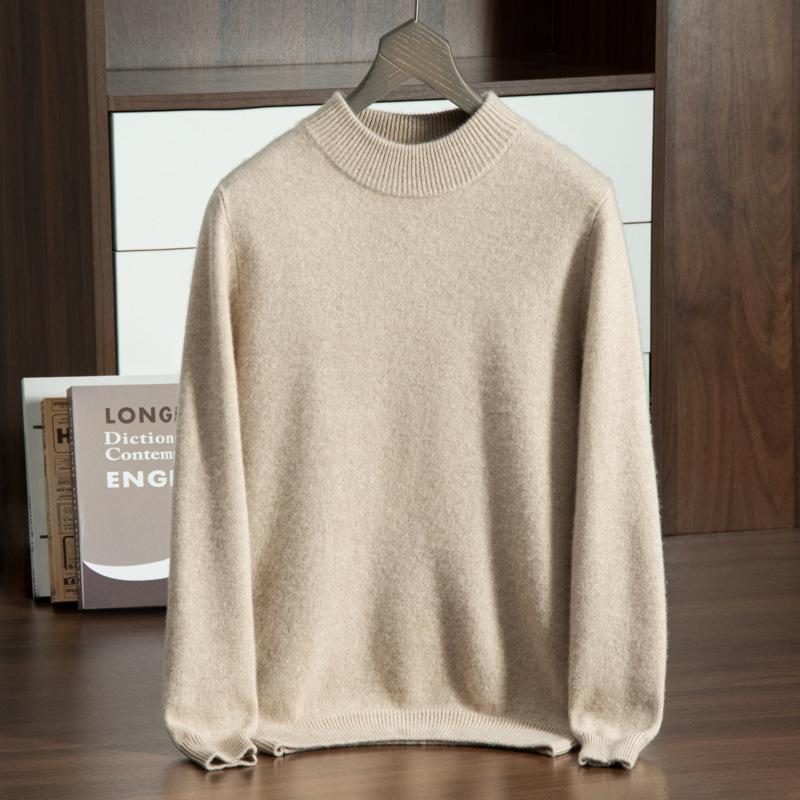 Cashmere shirt new semi-turtleneck thickened solid color knitted sweater wool