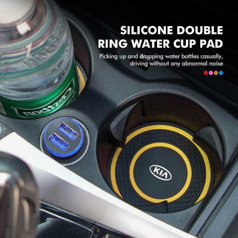 MYMX8 For KIA 2PC Car Coaster Water Cups Slot Non-Slip Pads Auto Interior Accessories Cerato Proceed Venga Stonic Picanto Sorento K5