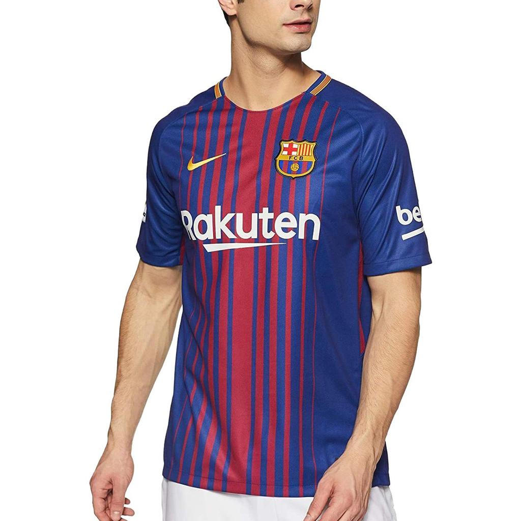 Nike Barcelona Short Sleeve Football Jersey With Brand Logo Print Men Tops Blue 847255-456