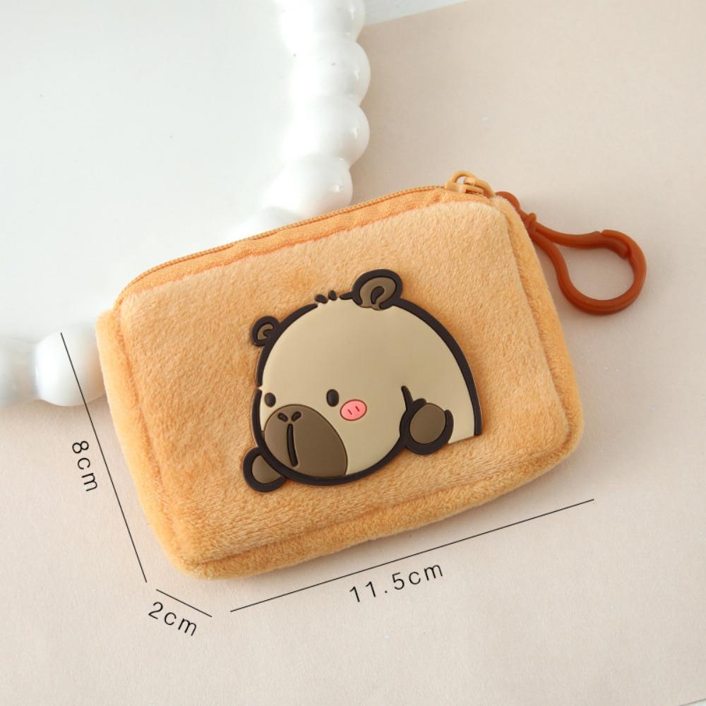 Cute Mini Capybara Coin Purse Cartoon Zipper Wallet Round Pouch Pendant Headphone Storage Bag