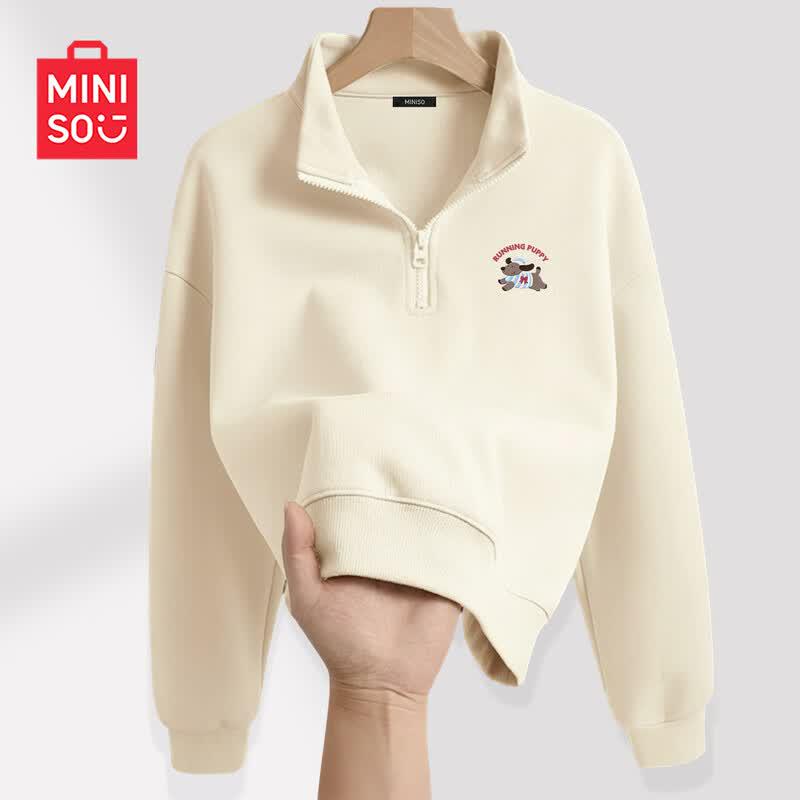 MINISO Women s Half-Zip Short Sweatshirt L
