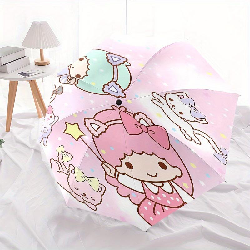 Little Twin Stars, Sanrio Characters Automatic opening and closing folding umbrella with 8 rib frame and compact travel design, perfect for