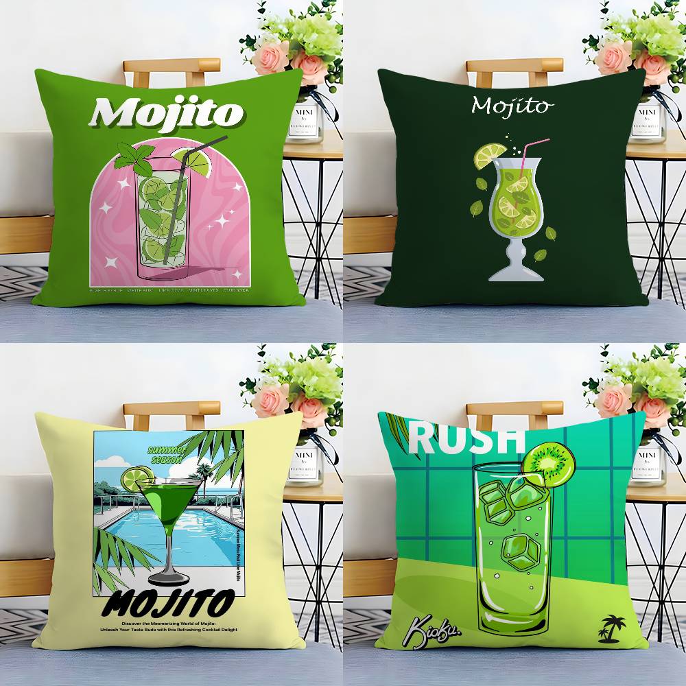 Art M-Mojito Cocktail Pillow Case Plush Fabric Soft Double Sided Print Sofa Cushion Cover Throw Pillow Covers